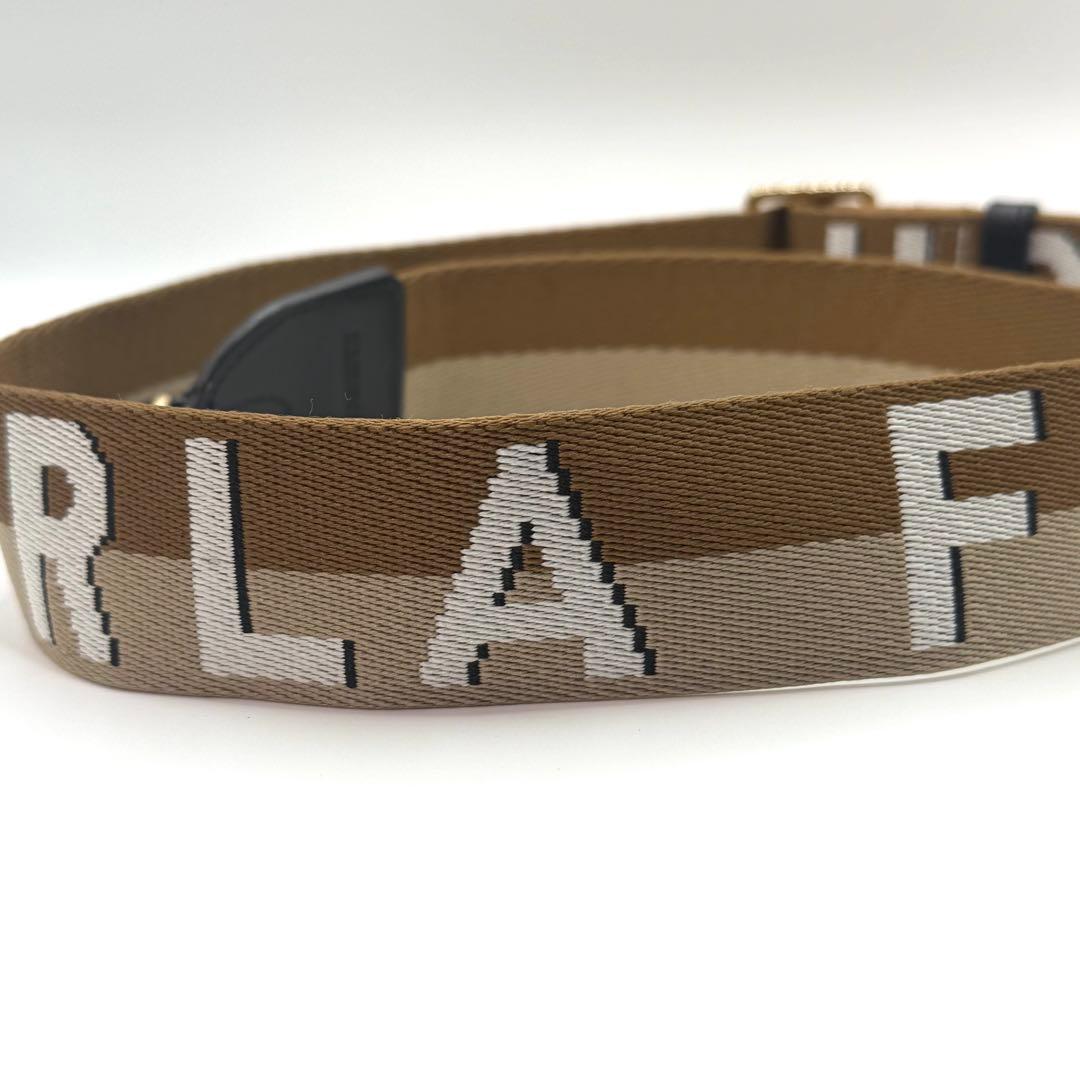 フルラ　ロゴ入りブラウンショルダーストラップ