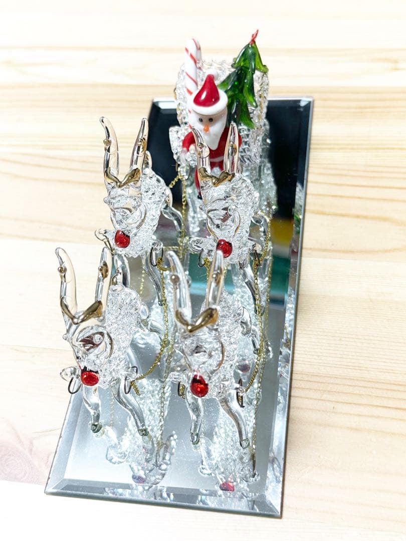 クリスタル サンタクロース トナカイ ガラス装飾品