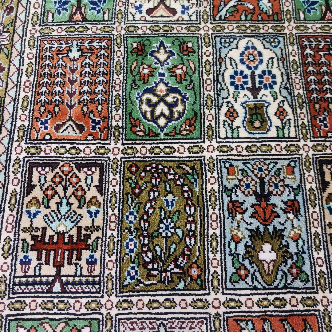 Y3371 高級ペルシャ絨毯 クム ババイ工房 シルク 手織り81万ノット