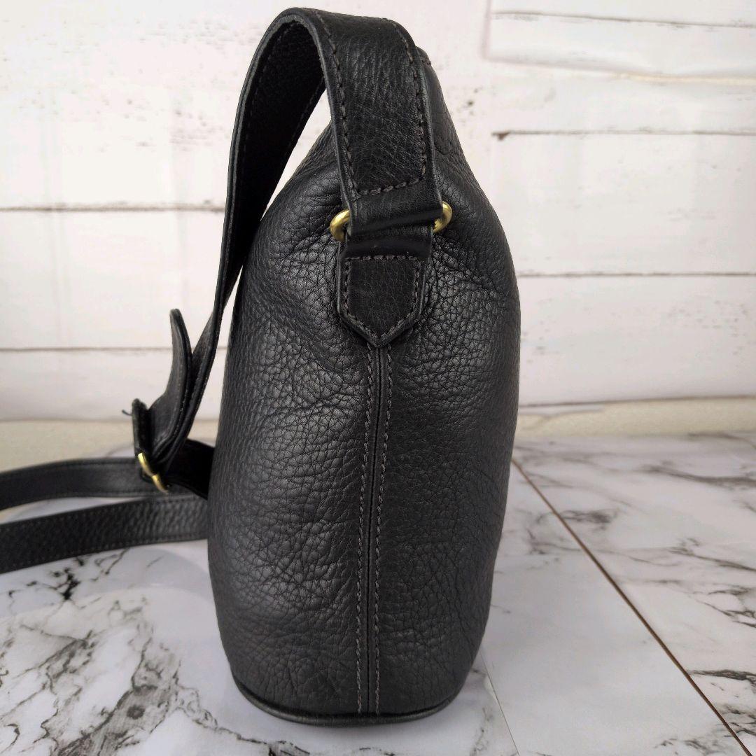 【美品】コーチ☆オールドコーチ　シボ革　チャーム　ショルダー　肩掛け　バッグ　黒