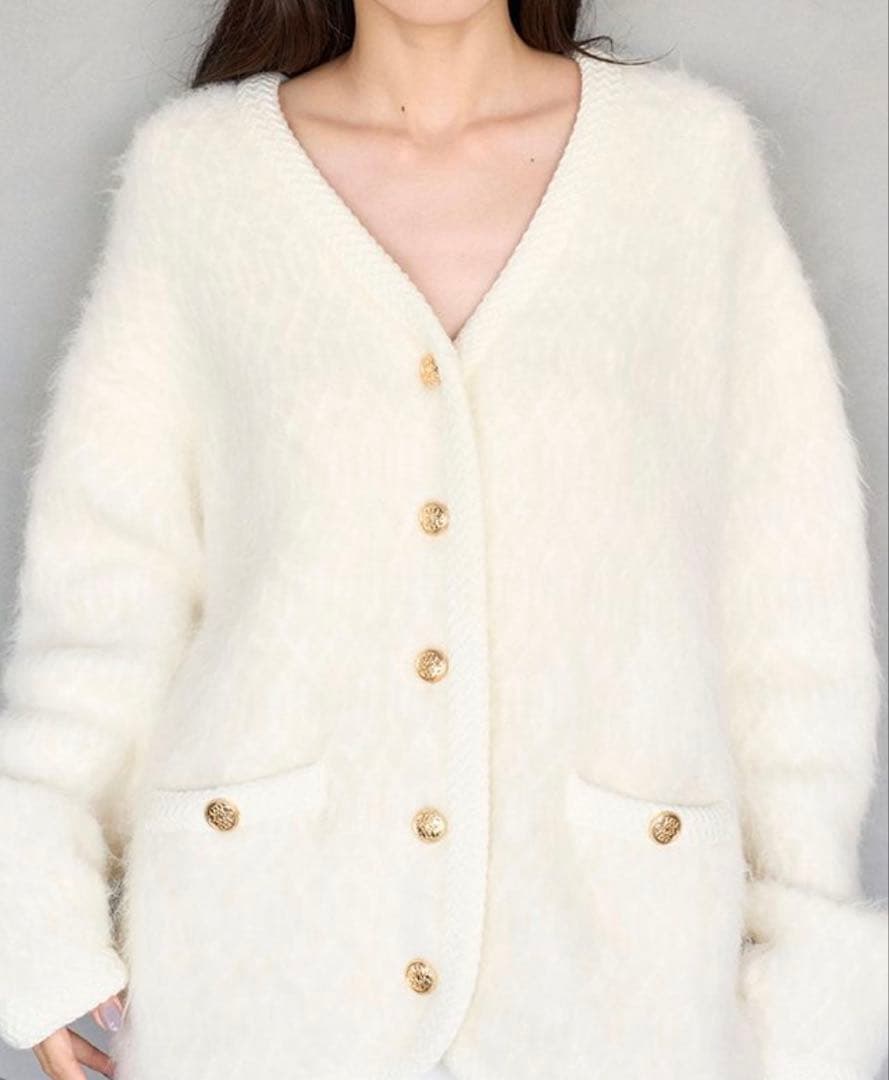 美品　snidel ファーライクミドルニットジャケット