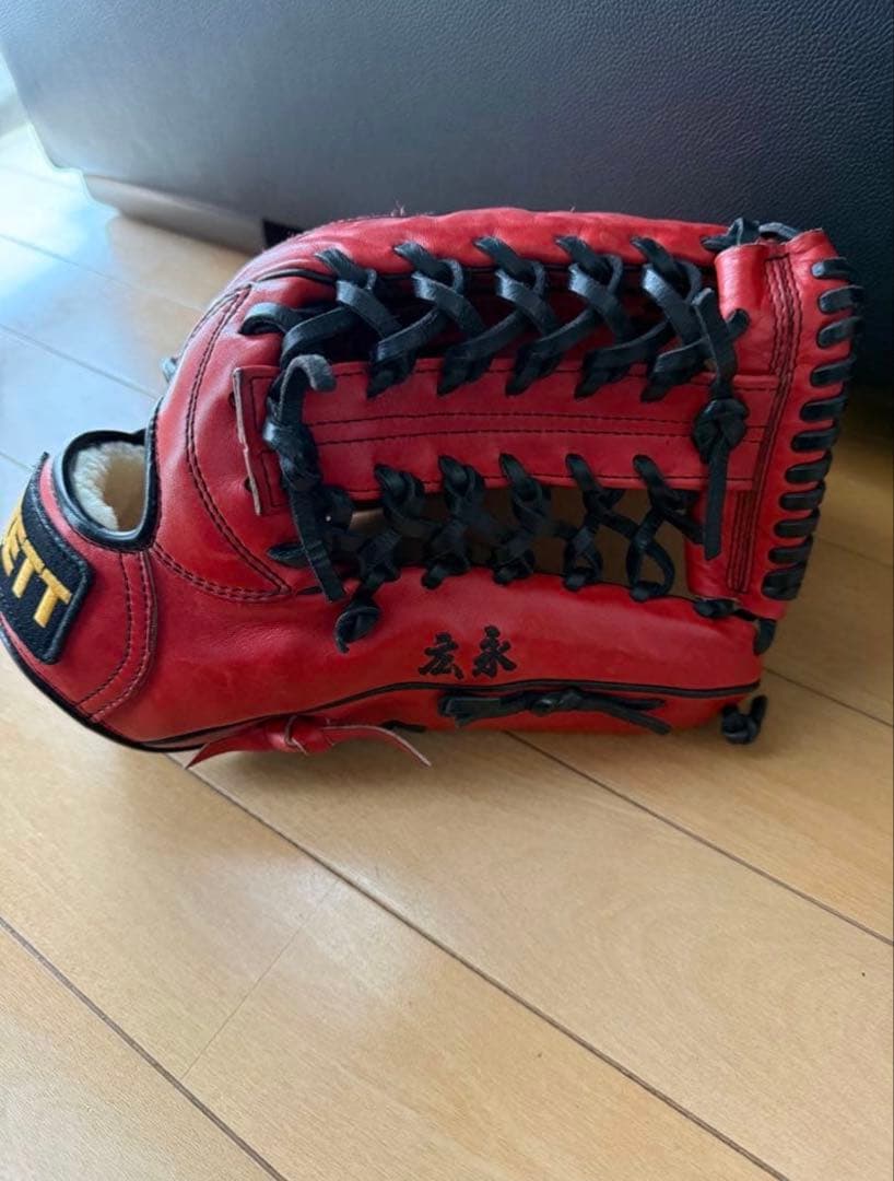 プロ支給品　ZETT 硬式野球グローブ レッド