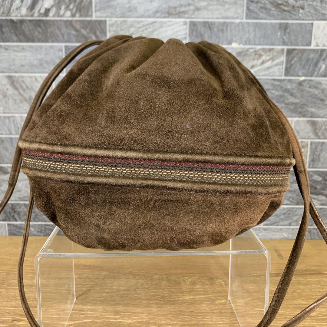 希少　オールド　LOEWE　ロエベ　スエードショルダーバッグ　ブラウン　巾着