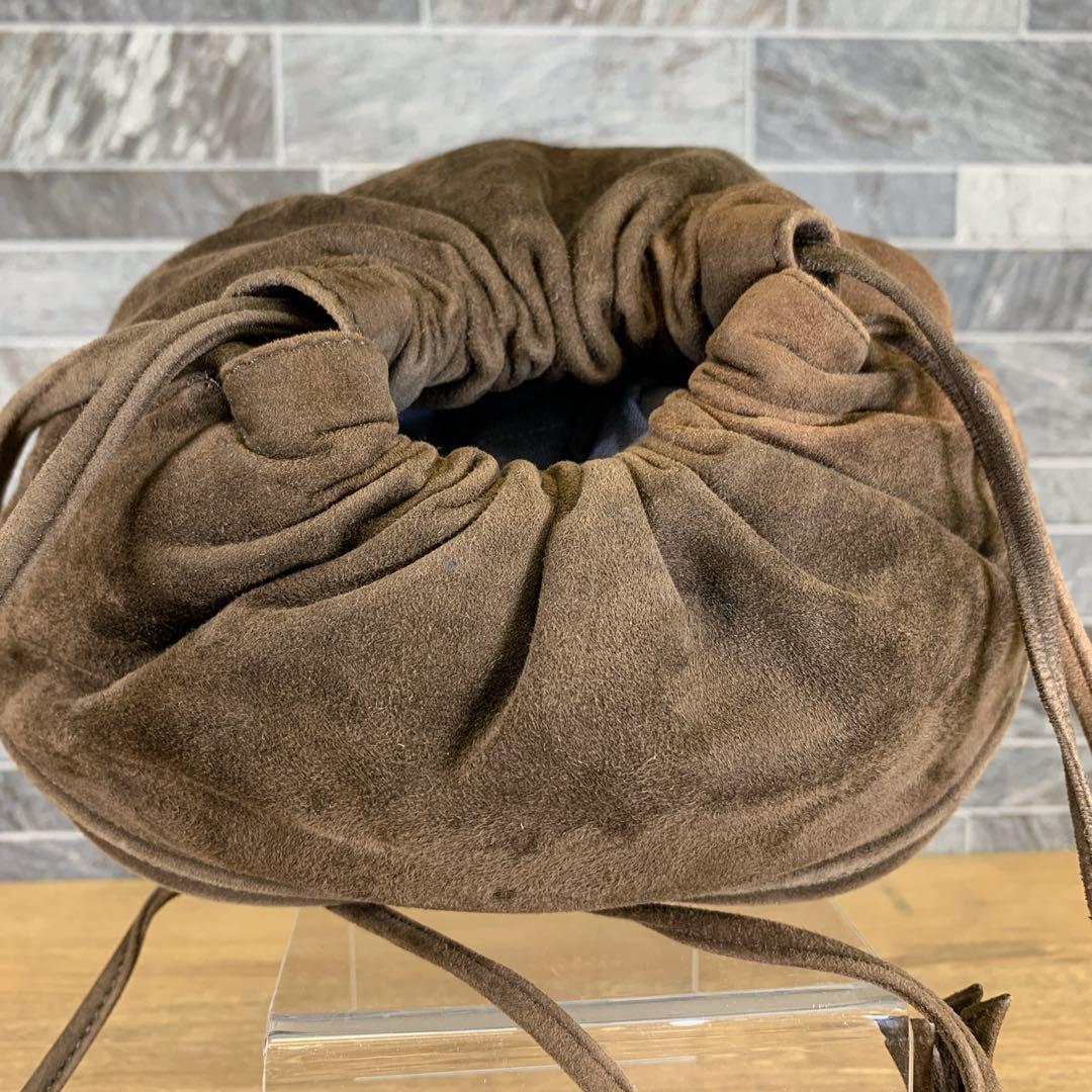希少　オールド　LOEWE　ロエベ　スエードショルダーバッグ　ブラウン　巾着