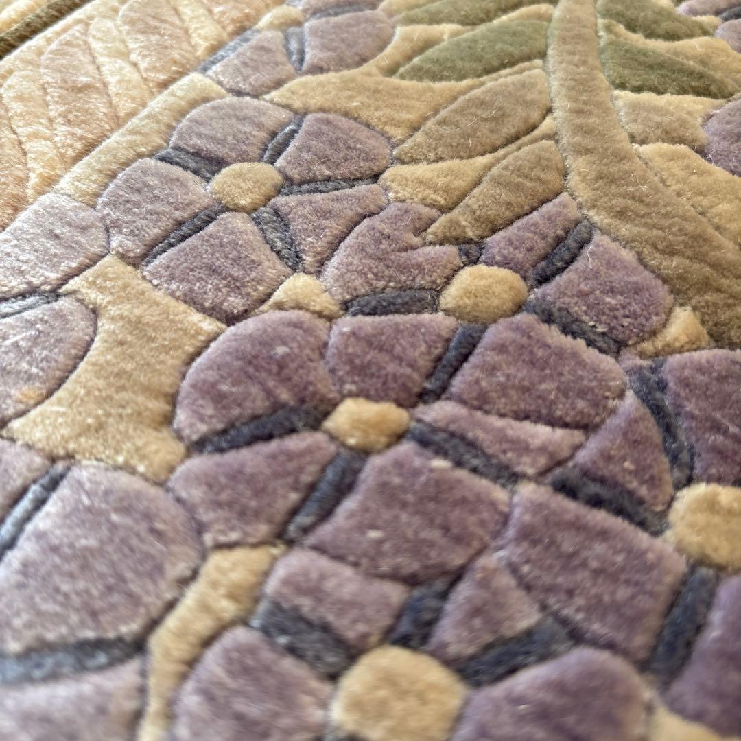 【シルク段通】 大判 カーペット ラグ 花柄