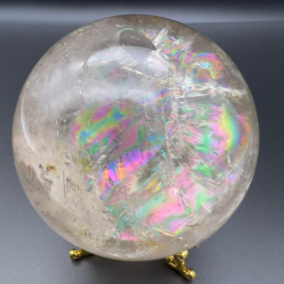 ✨存在際立つ美しさとハイパワー❗✨最高級 ライトニング水晶 丸玉 天然石 原石