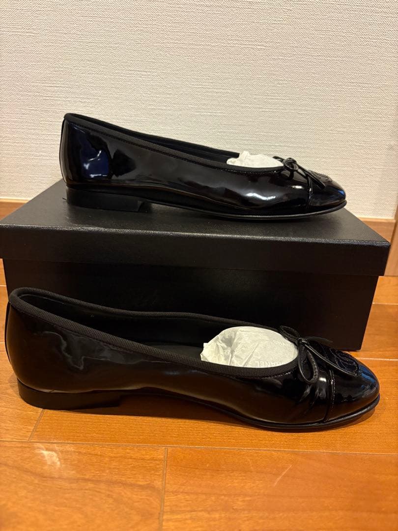 CHANELシャネル　バレリーナ　カーフスキン黒✖️黒　バレエシューズ