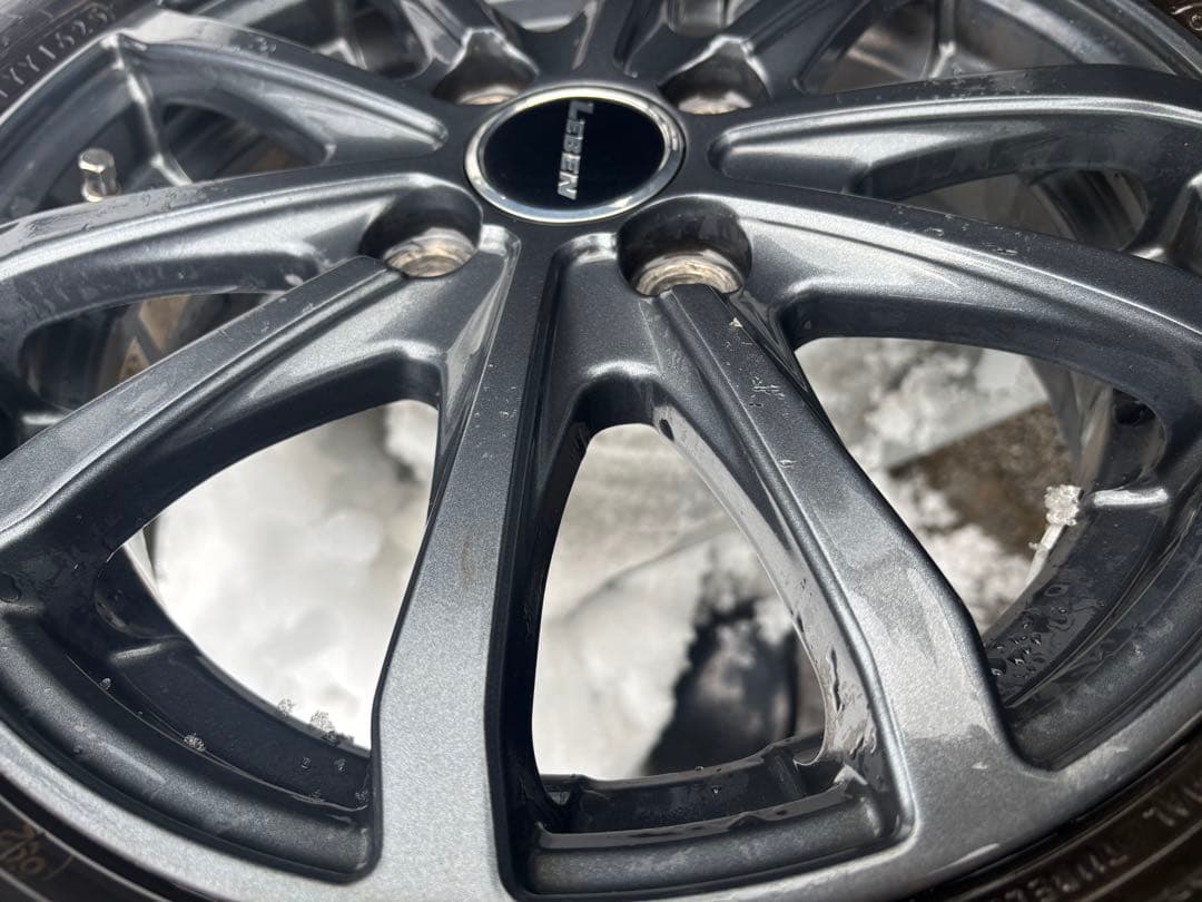 ①155/65R14 スタッドレスタイヤ アルミ付4本 2025年製 バリ山