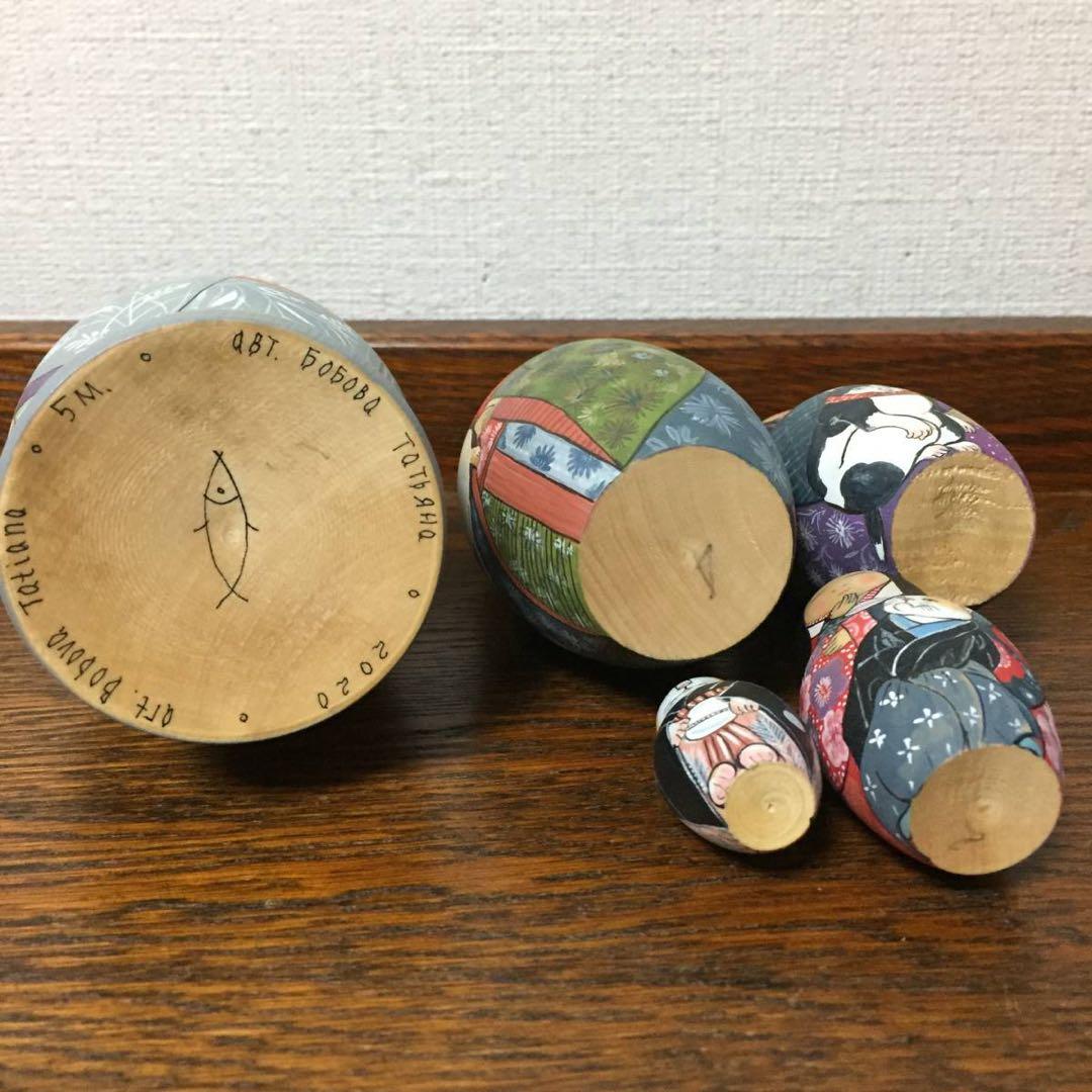 ひな祭りセール♪ロシア雑貨☆着物マトリョーシカ(5P)和風猫ボボワ作オマケ付き♪