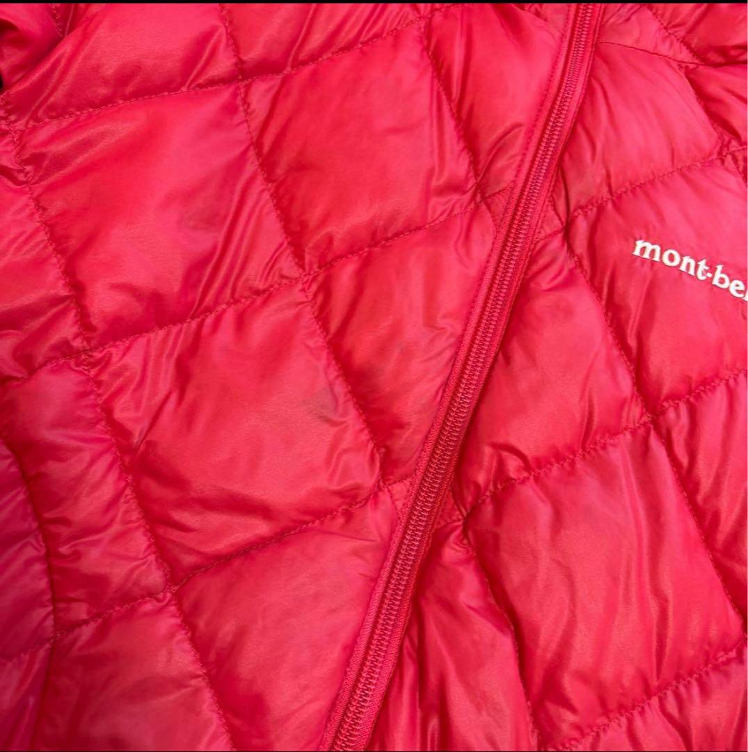 mont-bell ダウンジャケット キルティング　リバーシブル　黄緑/赤