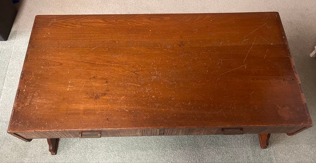 アンティーク木製文机 引き出し2つ付き