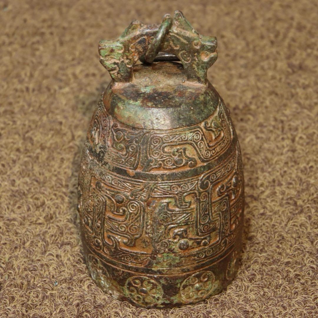 縁起物　古美術　双龍吊鐘 青銅製置物 インテリア　時代物