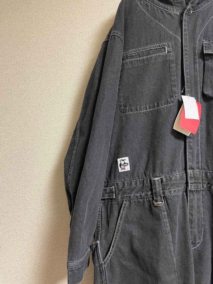 ★新品タグ付★ CHUMS チャムス ジャンプスーツ ブラックデニム ツナギ 黒