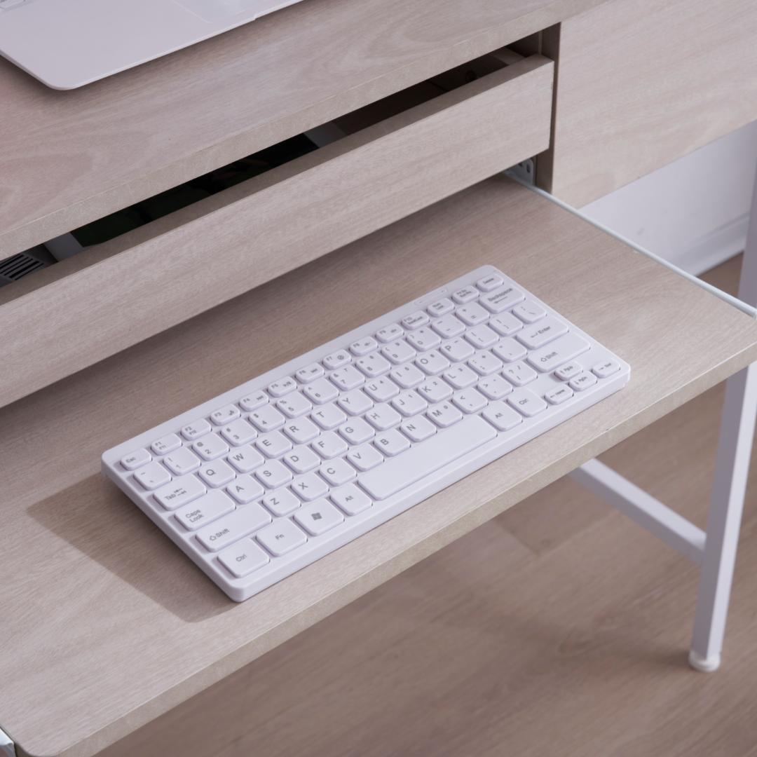 【木目調ホワイト】パソコンデスク 引き出し付き 収納台 pcデスク大理石柄