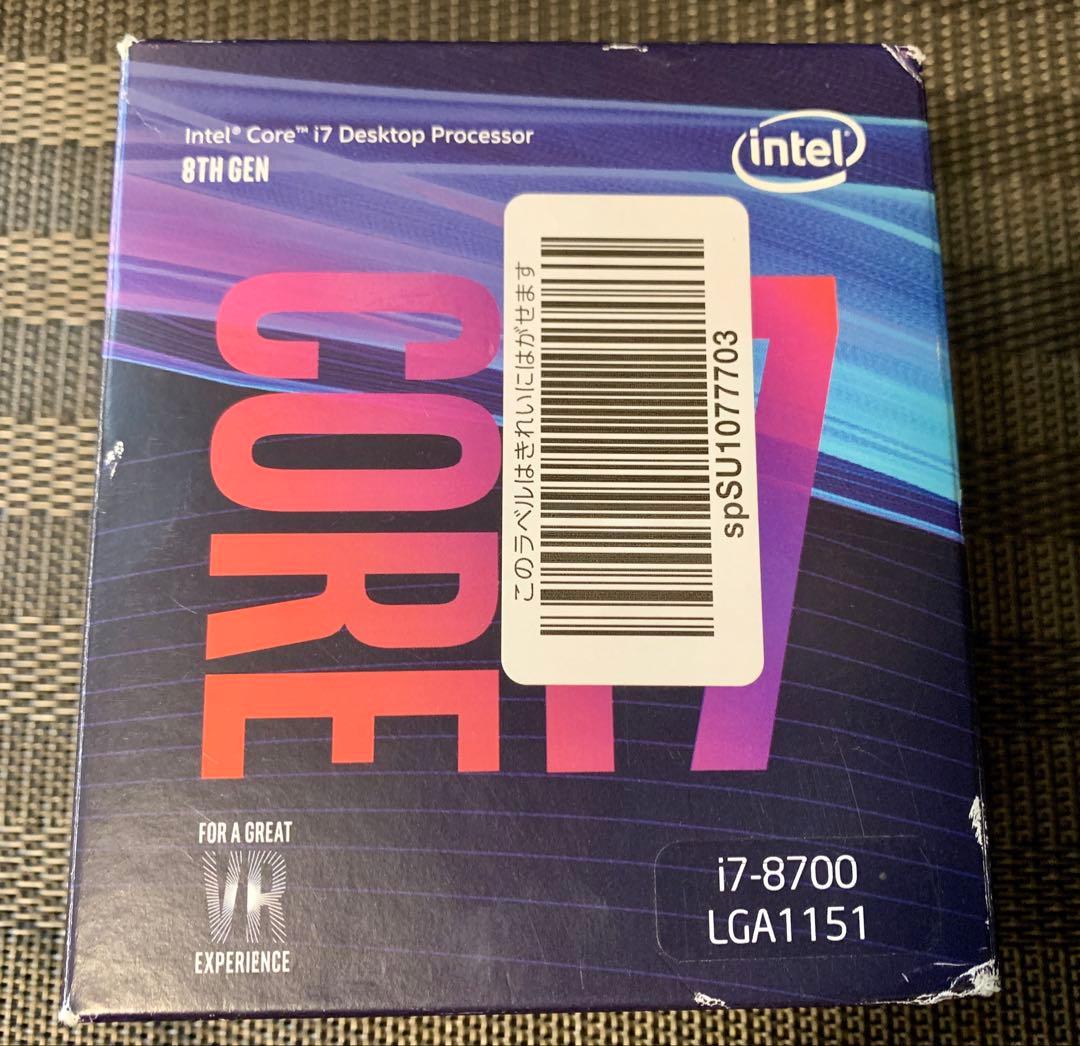 Intel Core i7-8700 CPU 箱、説明書付き