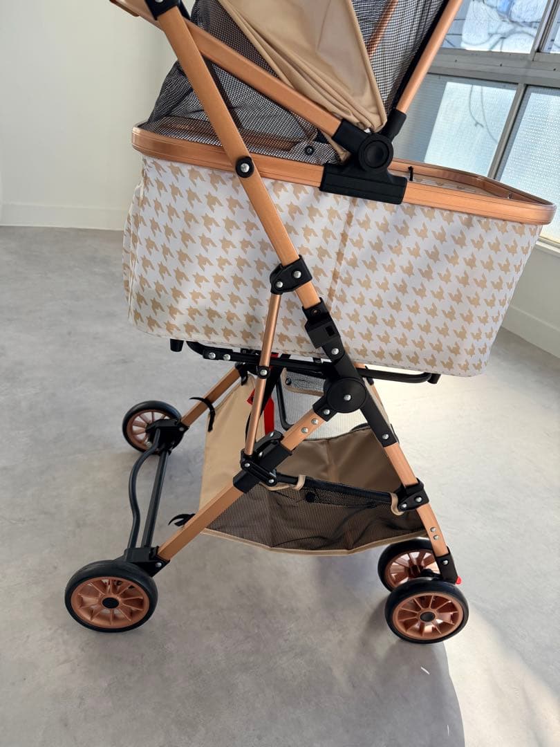 開封済　未使用　ハウンドトゥース柄 ペットカート　分離式　アルミ 20kg小型犬