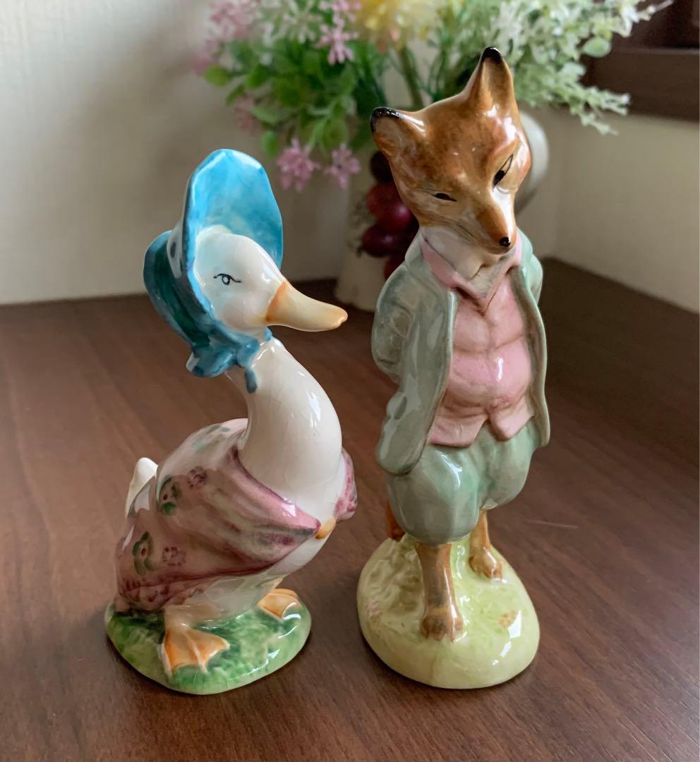 ピーターラビット ジマイマときつねの紳士 フィギュリン BP-2ゴールドオーバル