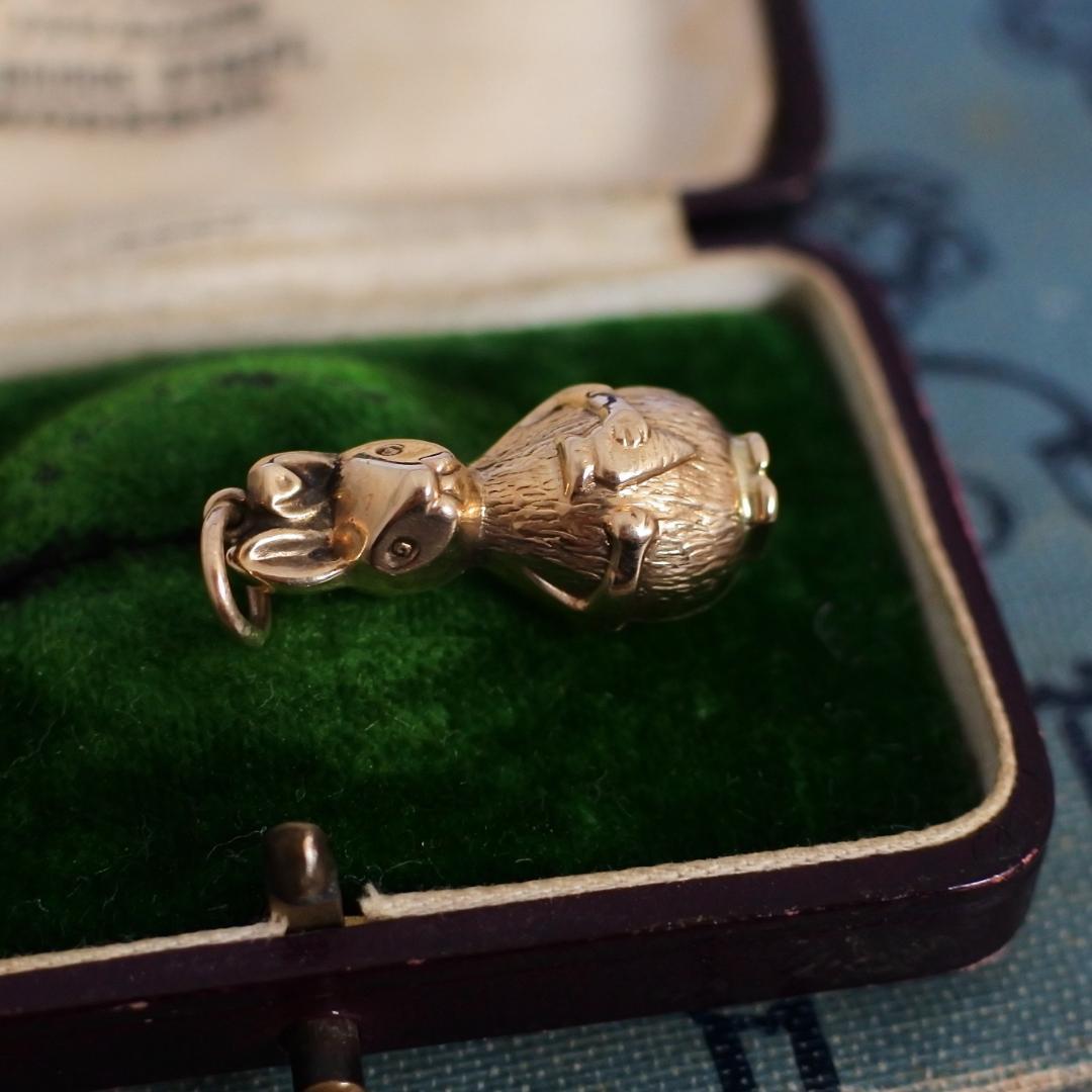 イギリスアンティークブローチケース＊英国アンティークボックス＊グリーン＊ブラウン