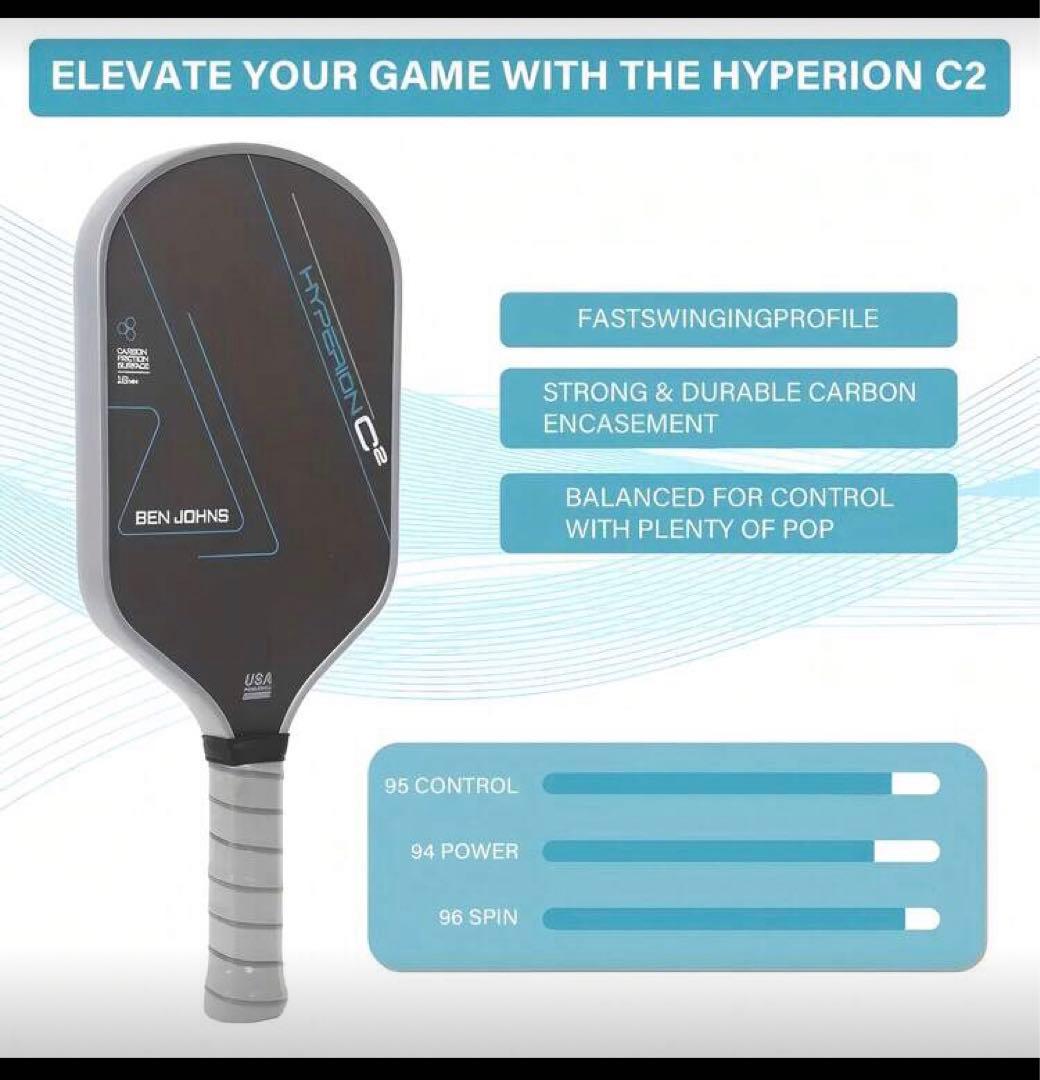 新品！！ベンジョンズ ハイペリオンC2　ピックルボール　パドル　201g