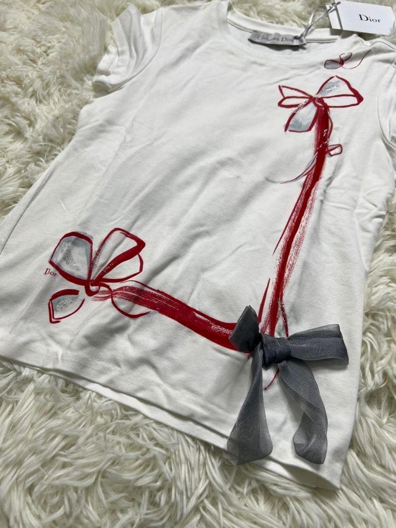 【2点セット】箱付き Dior リボン Tシャツ 女の子 キッズ サイズ8、10