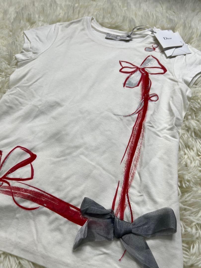 【2点セット】箱付き Dior リボン Tシャツ 女の子 キッズ サイズ8、10