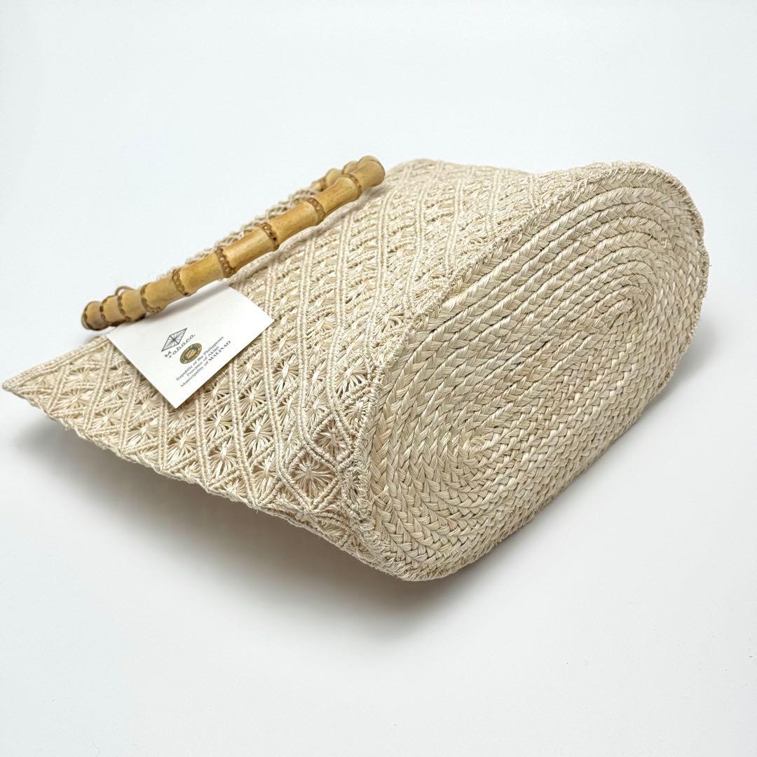 アバカ　バンブーバッグ　M+abaca 花繋ぎ　夏単衣　6600