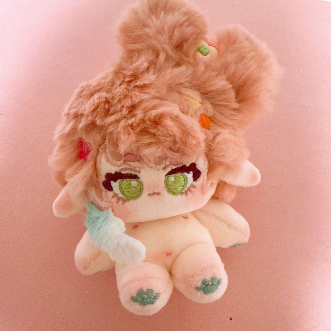 無属性　自作ぬいぐるみ　オレンジピンクリボンのエルフ女の子　骨付き