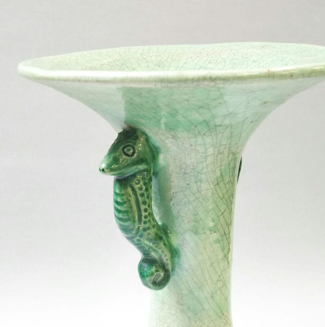 茶道具 花入 楽 青磁写 龍耳 干支 龍 辰 京焼 吉村楽入 新品