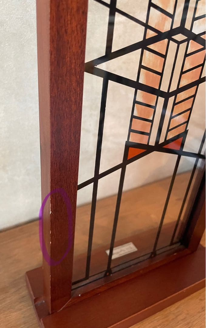 フランク・ロイド・ライト財団認定 ステンドグラス 銘板入り純正スタンド付