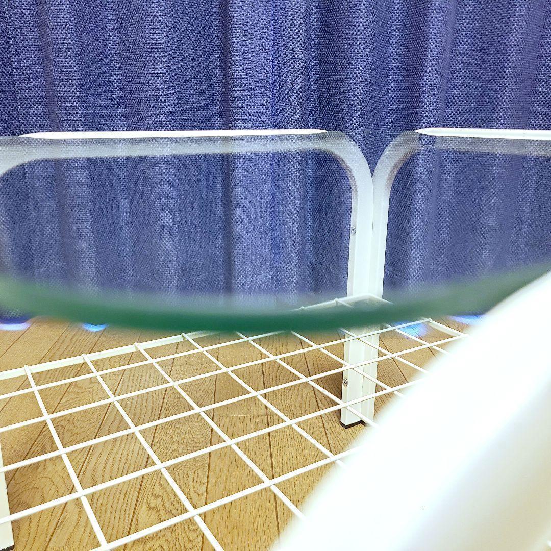 ミッドセンチュリー　ガラス天板テーブル　ホワイト　ローテーブル　昭和レトロ