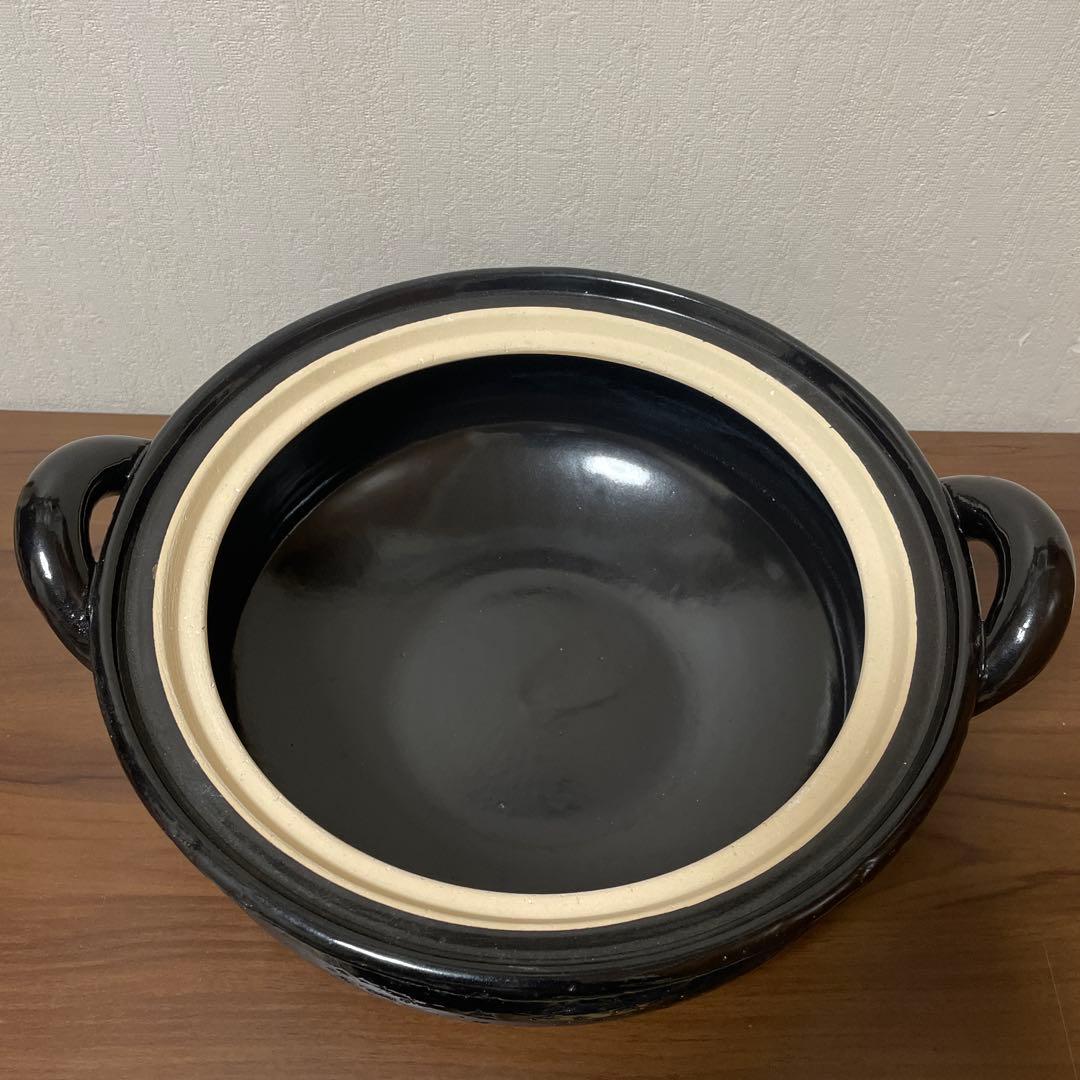 長谷園 ヘルシー蒸し鍋 大 白 黒 直火専用 長谷製陶【3～5人用 】