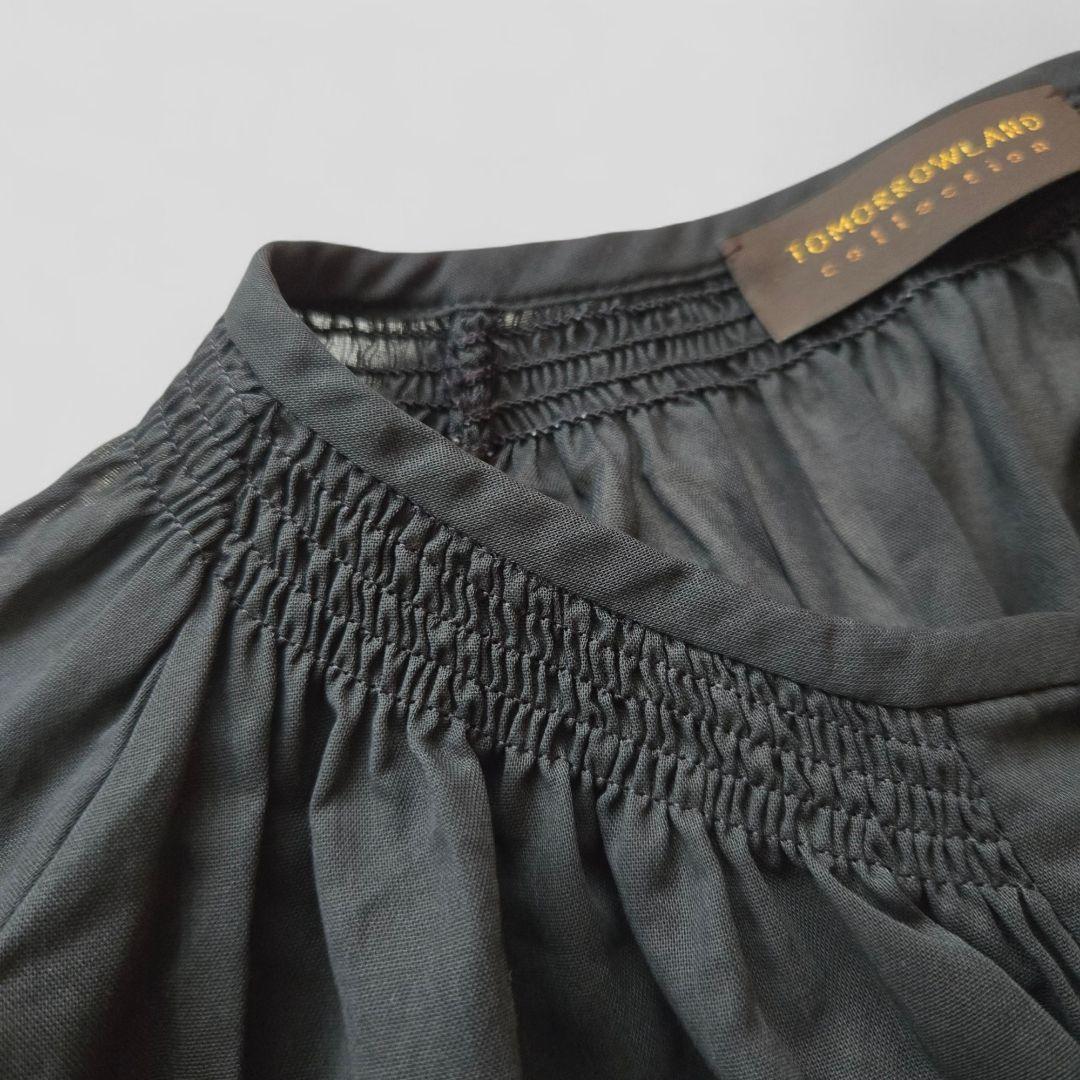 25SS 美品 トゥモローランド シャイニーオーガンジー シャーリングブラウス