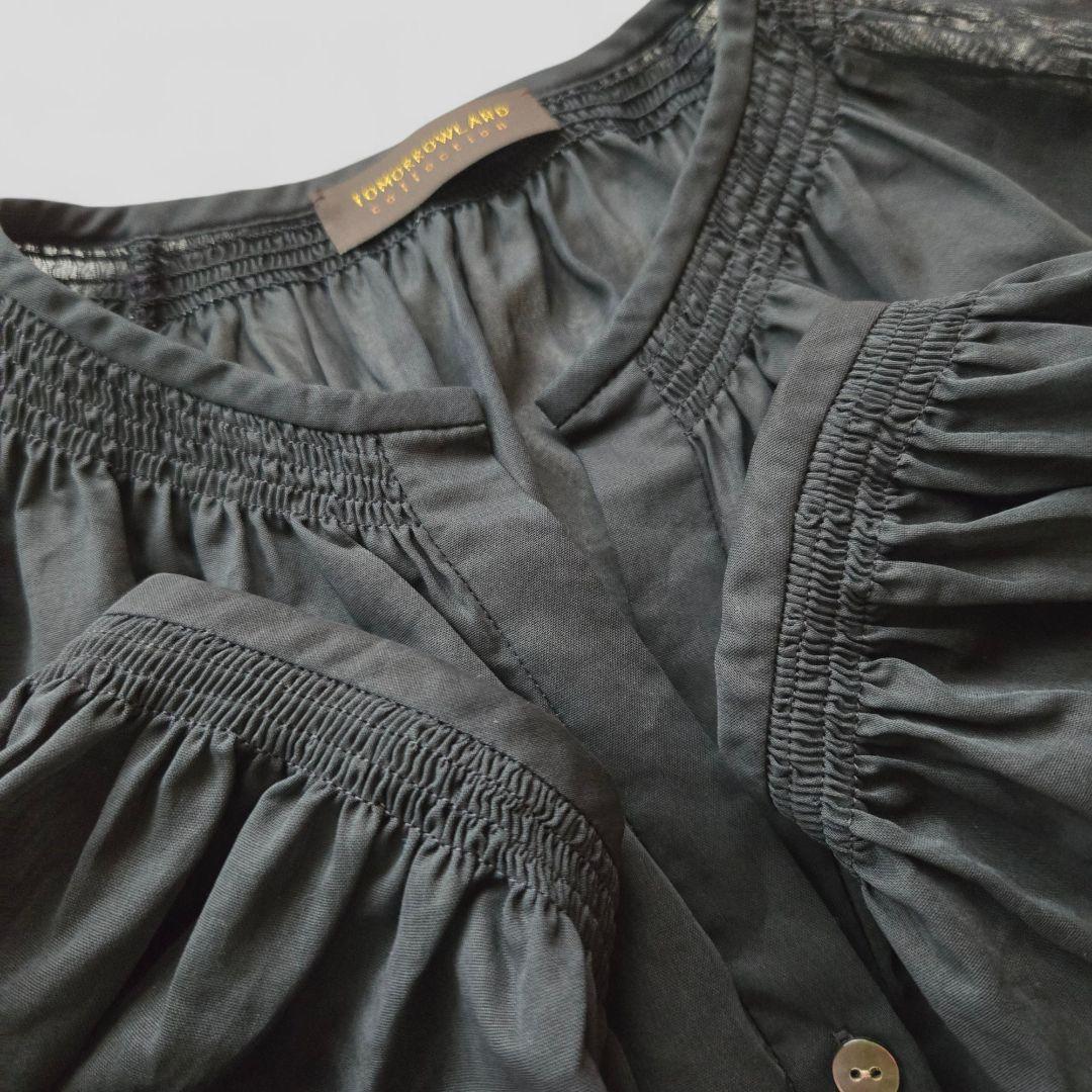 25SS 美品 トゥモローランド シャイニーオーガンジー シャーリングブラウス