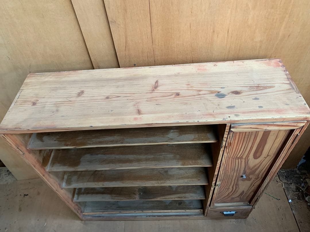 古い木味オールドパイン　収納棚8段引き出し1杯　古松木陳列ケース古食器家具