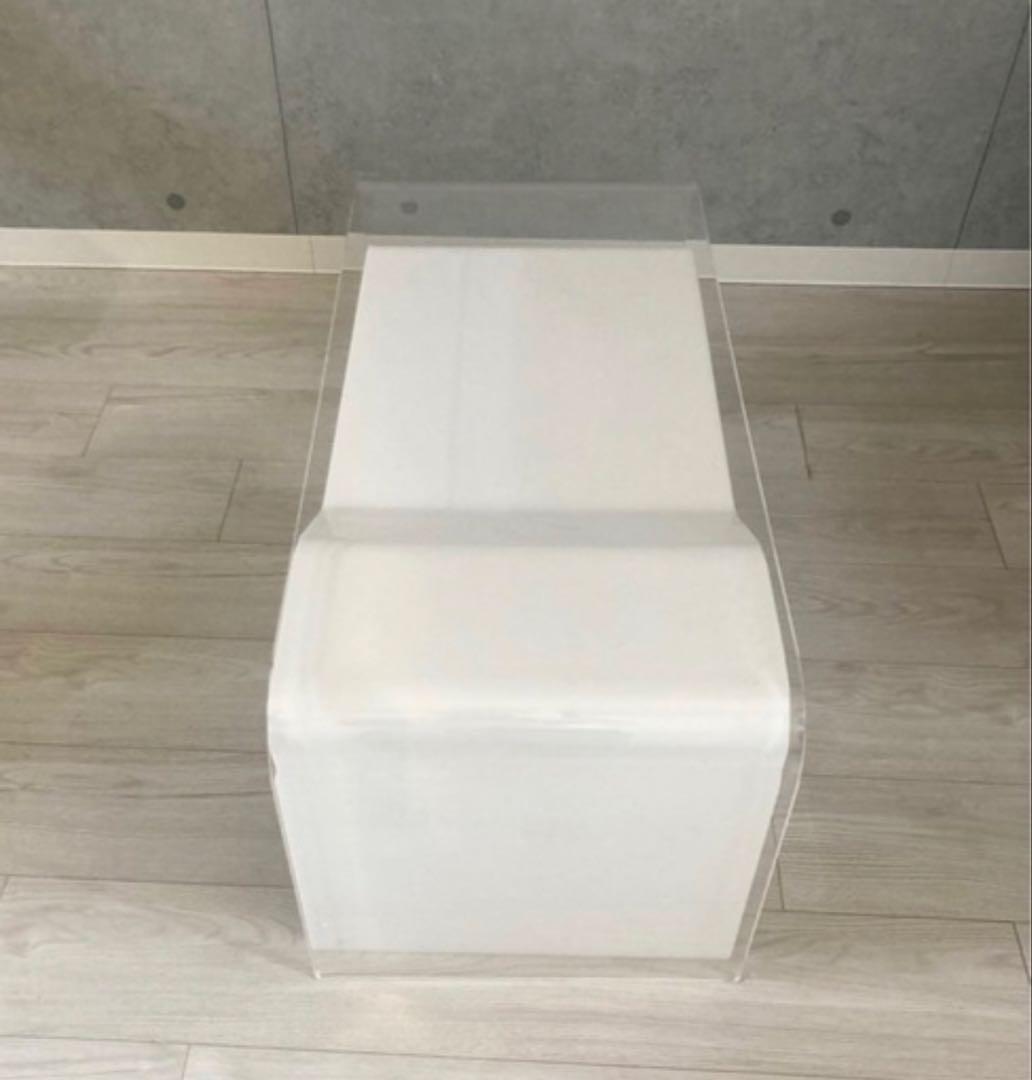 waazwiz インショア アクリル ローテーブル WH（ホワイト／クリア併用）