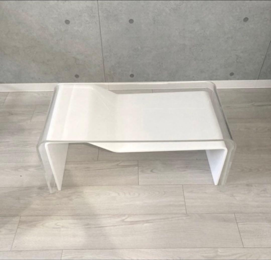 waazwiz インショア アクリル ローテーブル WH（ホワイト／クリア併用）