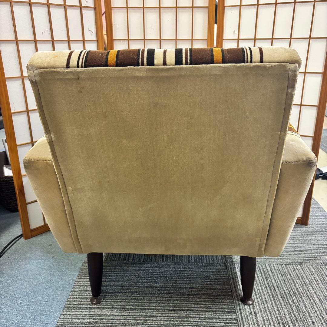 1人掛けチェア モケットソファ モケットストライプソファ レトロ ヴィンテージ