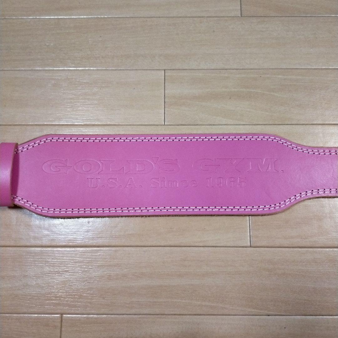 【未使用】GOLD'S GYM高級レザーウェストベルトEXピンクゴールドジム