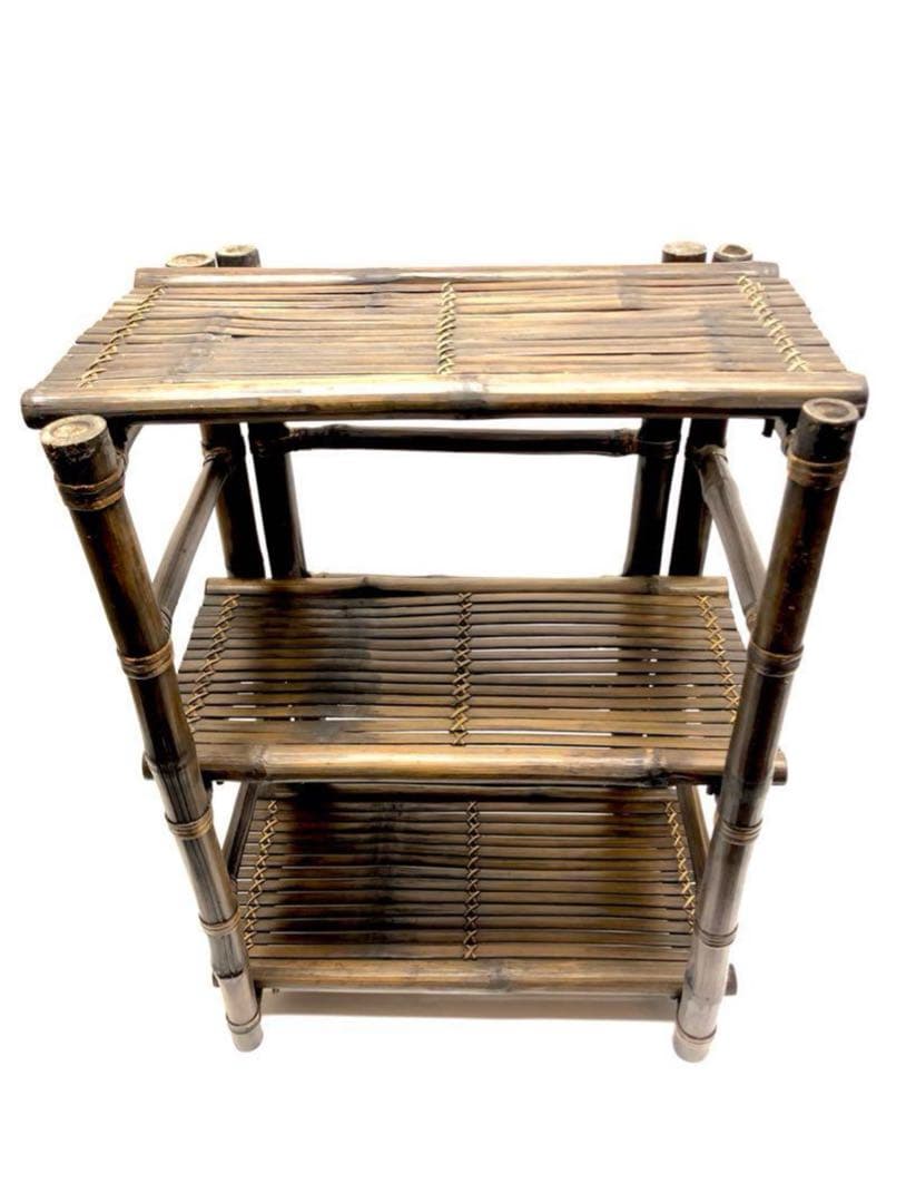 ★輸入品）アジアン家具：竹製3段シェルフ