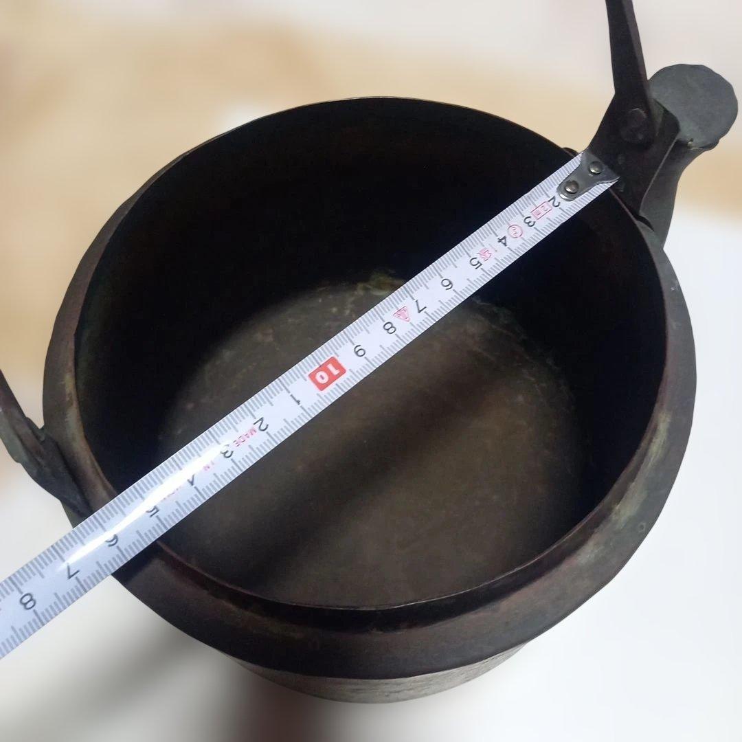 昭和モダンレトロレア物純銅製 丸型銅瓶 編み込みハンドル