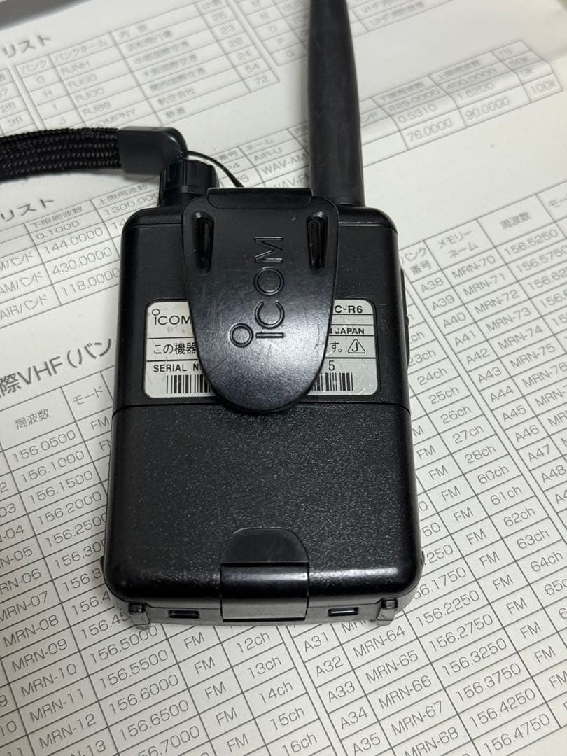 ICOM IC-R6 受信機 と クローニング ケーブル