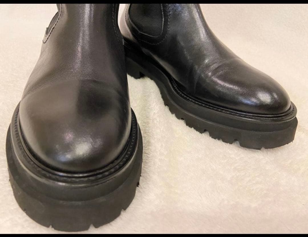 PASCUCCI ブラック サイドゴアブーツ 36