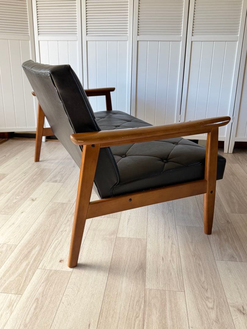 boys カリモク Kチェア ブラック 2P 2人掛け ソフトレザー