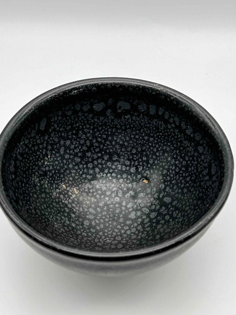 宋時代　黑釉油滴天目茶碗 建窯茶盞 旧家蔵出し 唐物　古賞物(A-59)