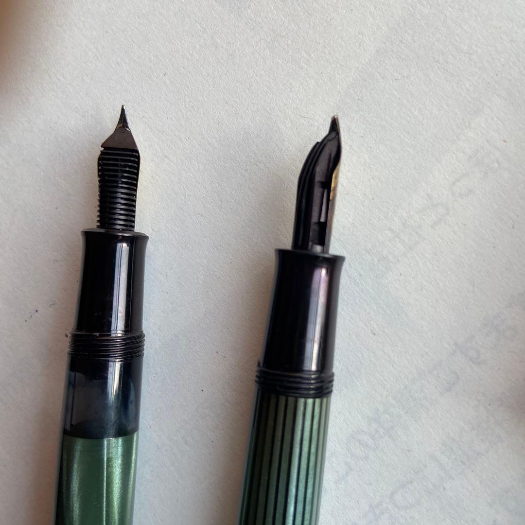 万年筆 4本セット 黒と金のコンビネーション　ペリカン万年筆　太字