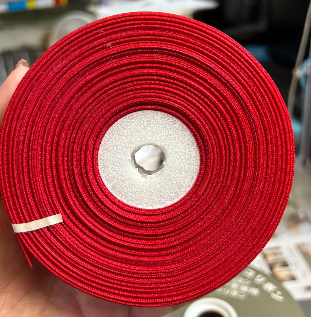 赤と銀のサテンリボン 72mm 92mと38mm10本➕α
