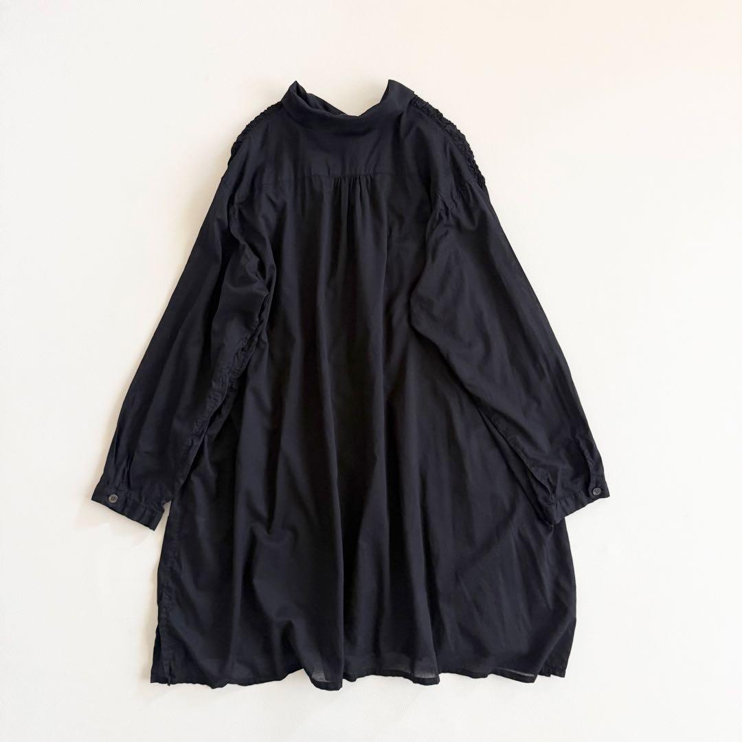 Plantation コットンワンピース 凹凸 くしゅくしゅ シャツワンピ