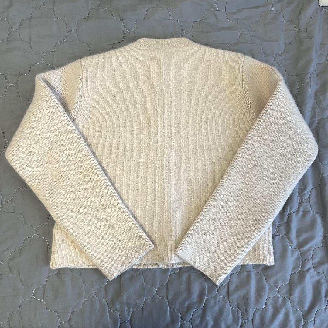 【美品】anuans ラクーンブレンドノーカラーニットジャケット