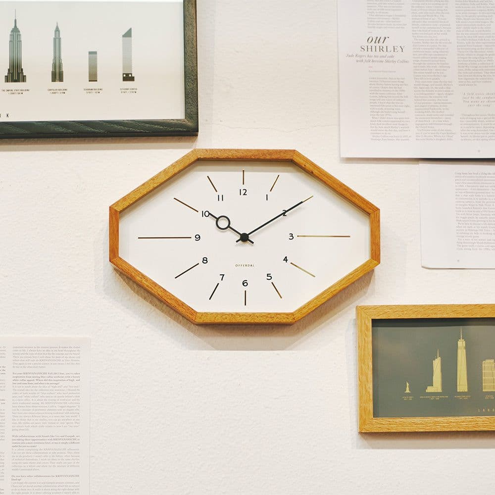 Belmonte ベルモンテウォールクロック 八角形 木製フレーム 掛時計
