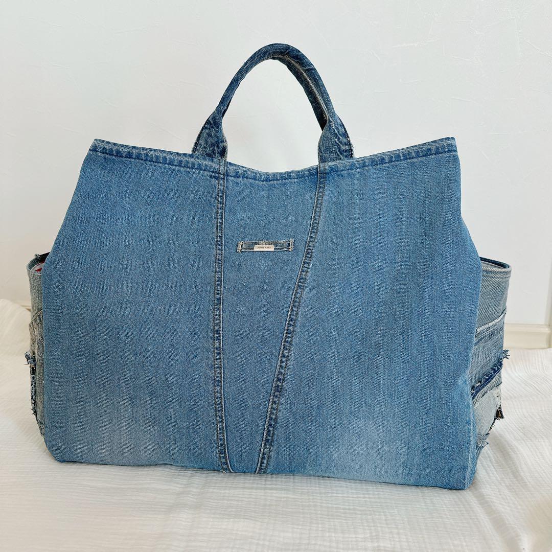 デニムリメイク　かなり大きめ　ポケット10個！多収納　トートバッグ